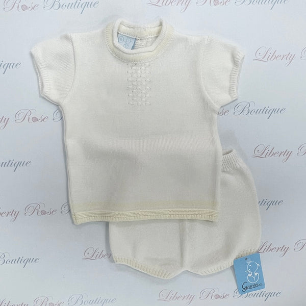 Granlei knitted Shorts Set Cream/Lemon