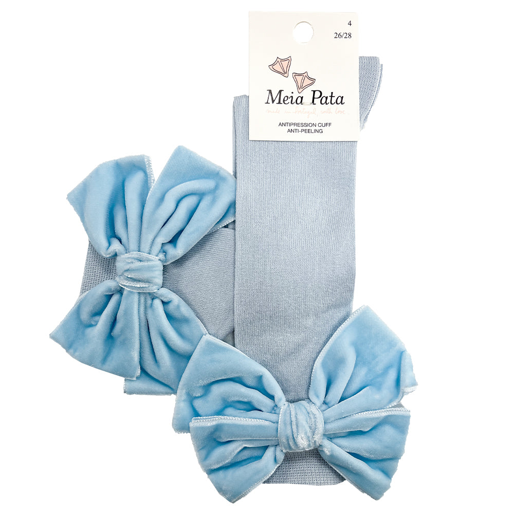 MEIA PATA - Double Bow Velvet Sock - Red