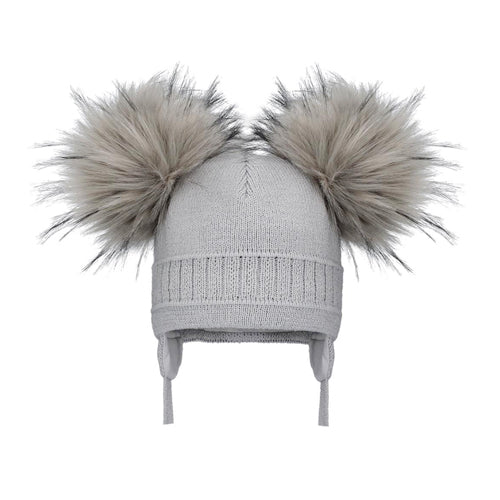 Green Hat With Tan Double Pom