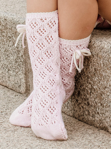 Rahigo Tulle Bow Socks Pink/Biege