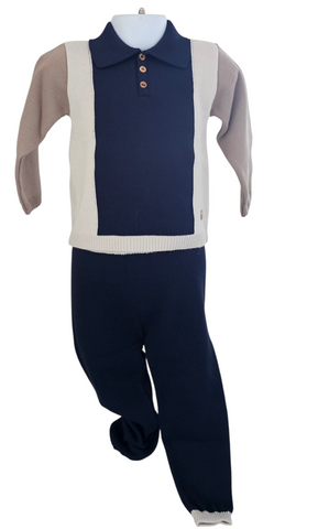 Granlei Navy  Polo Collar 2 Piece set