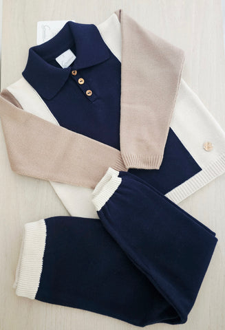 Granlei Navy  Polo Collar 2 Piece set