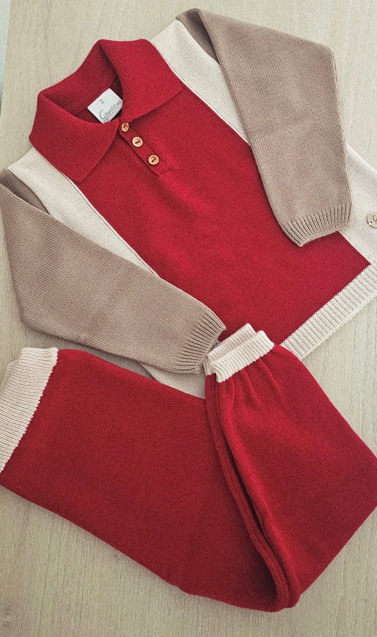 Granlei Red Polo Collar 2 Piece set