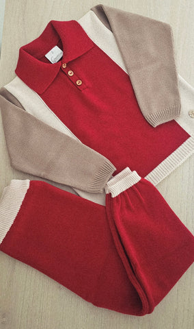Granlei Red Polo Collar 2 Piece set