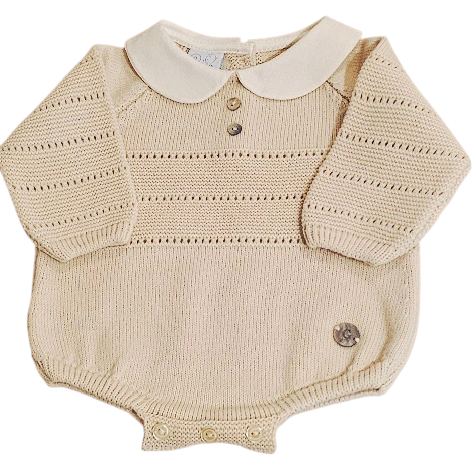 Granlei  Beige peter pan collar romper