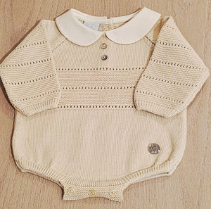 Granlei  Beige peter pan collar romper