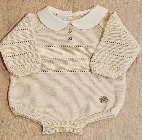 Granlei  Beige peter pan collar romper