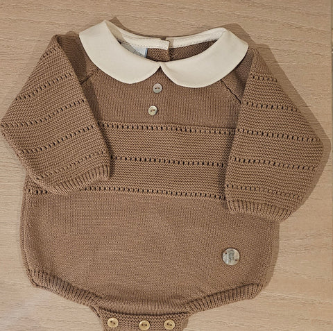 Granlei  Chocolate peter pan collar romper
