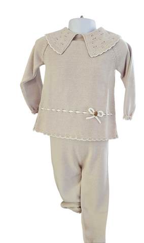 Granlei Girls beige  two piece collar tracksuit