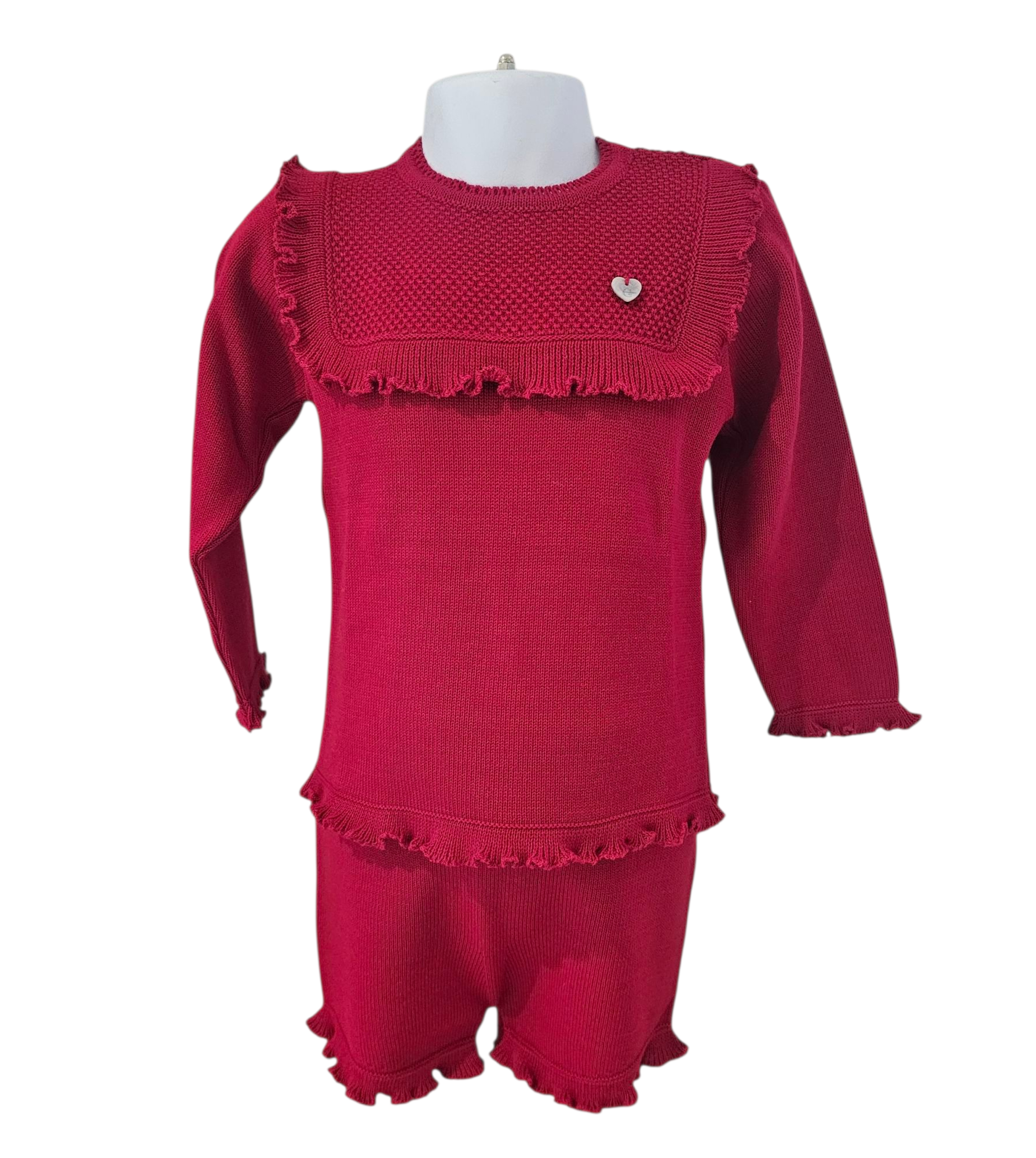 Granlei Girls red frill bib  two piece shorts set