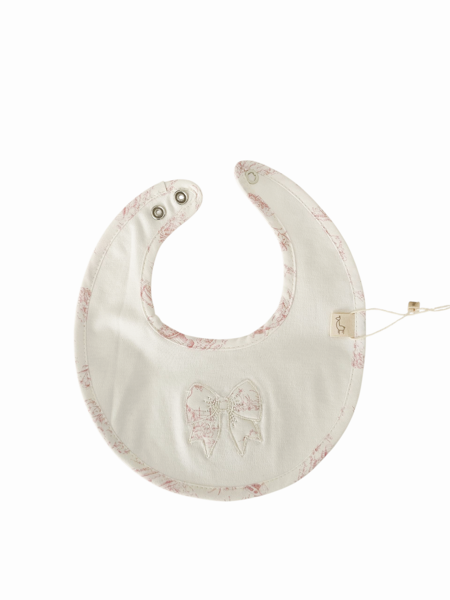 Baby Gi Cotton Patterned Bow  Bib Pink