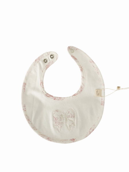 Baby Gi Cotton Patterned Bow  Bib Pink