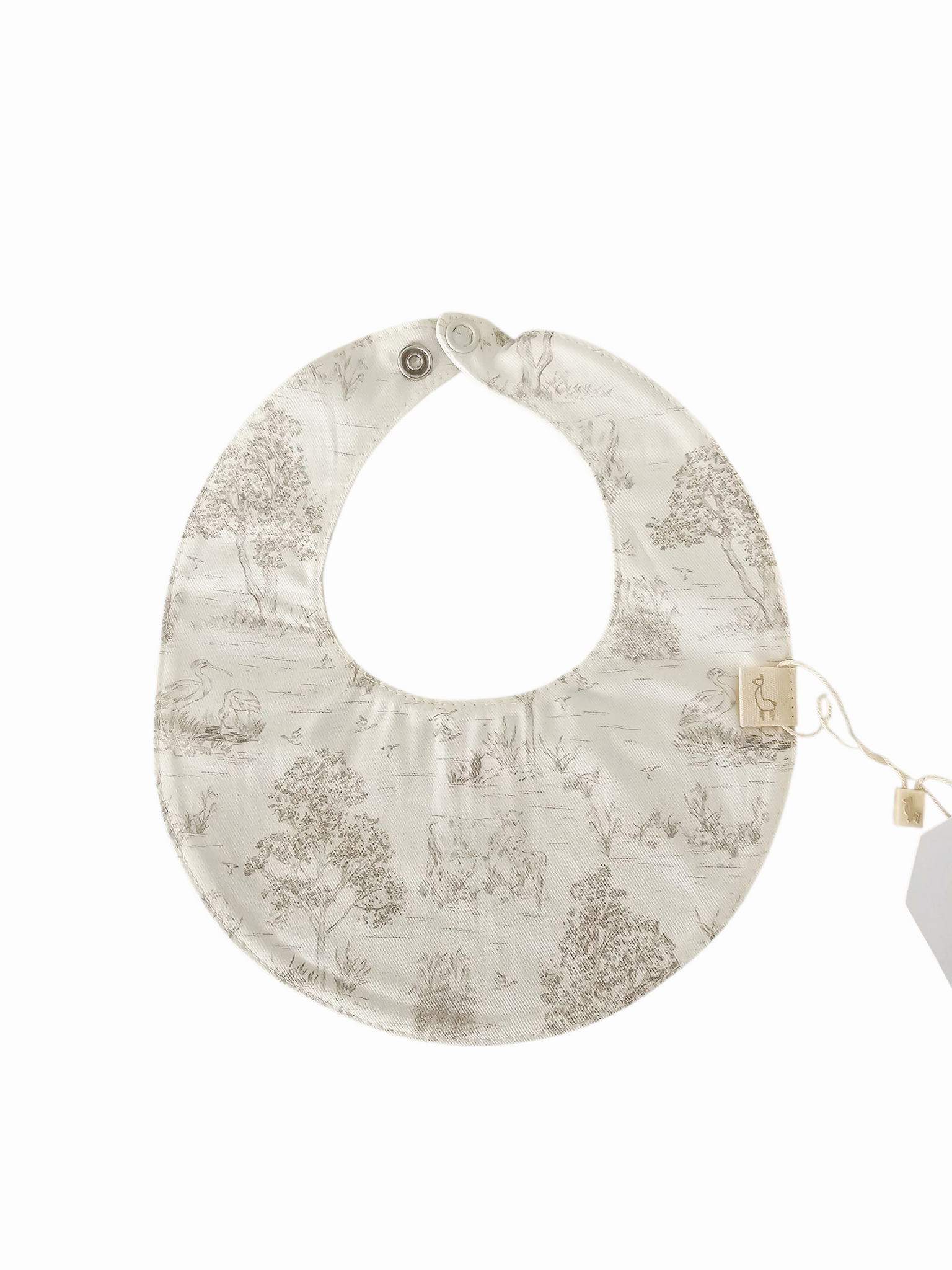 Baby Gi Cotton Patterned Bib White Beige