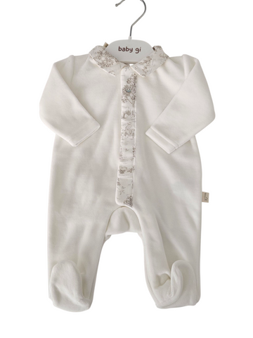 Baby Gi velour luxury Boys Patterned Baby Grow