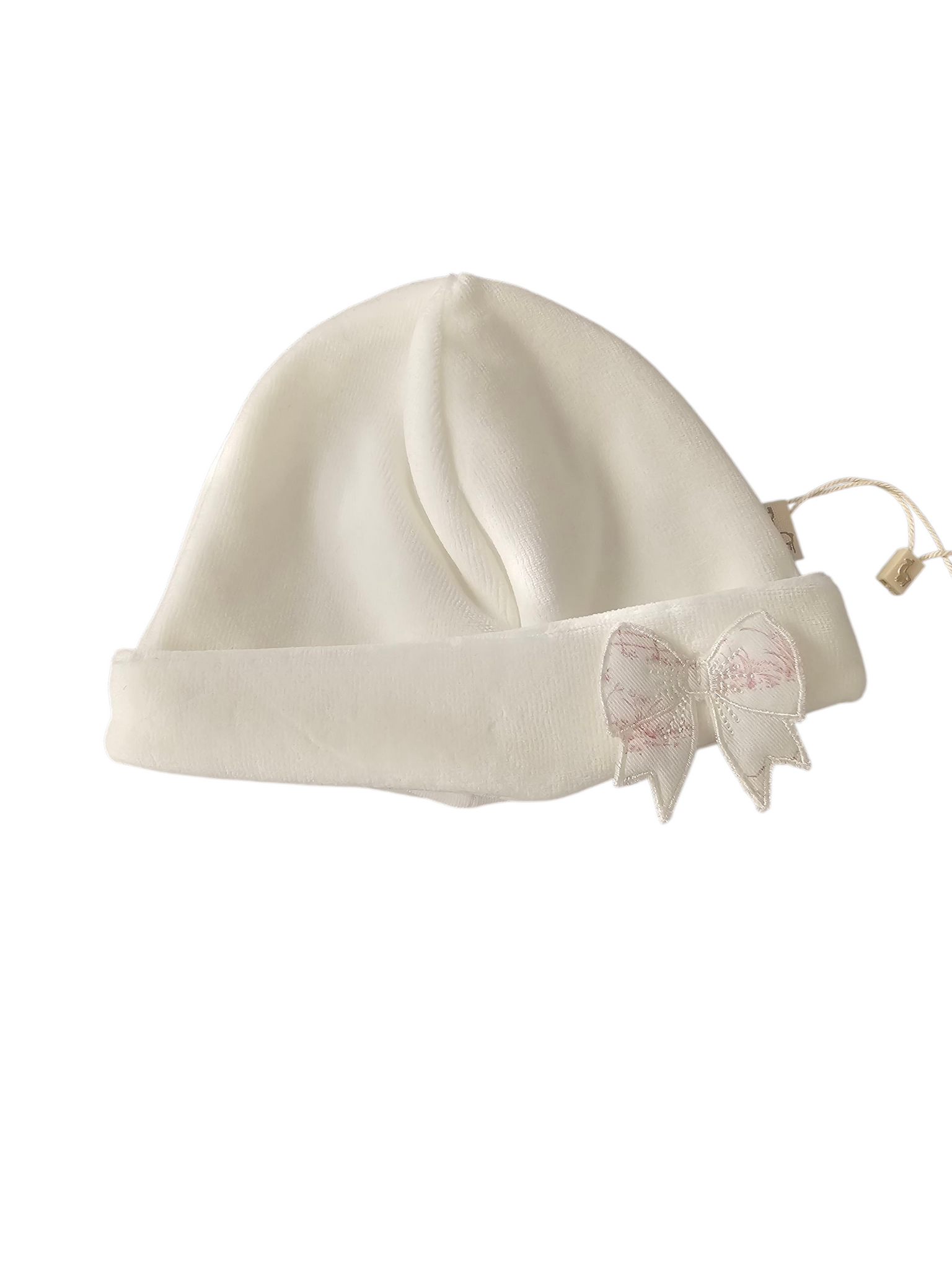 Baby Gi Velour pink bow patterned  Beanie