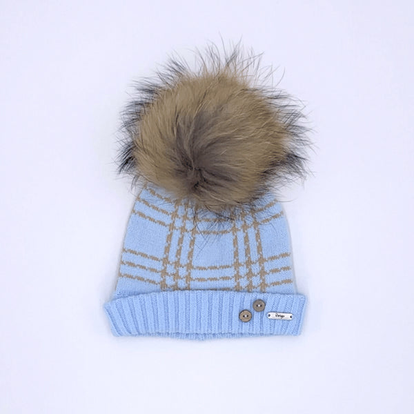 Rahigo Pompom Hat Blue/Camel