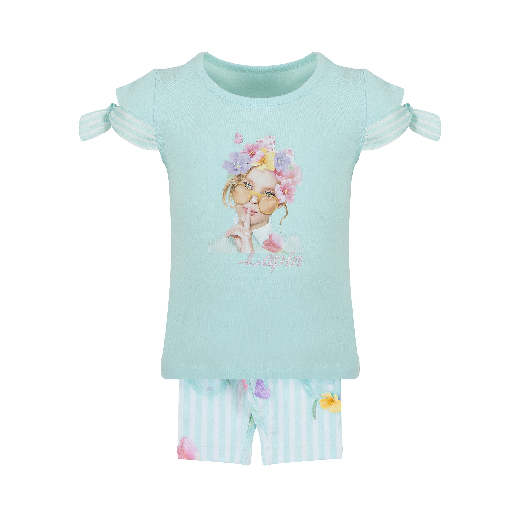 Lapin House Springtime Shorts Set Mint