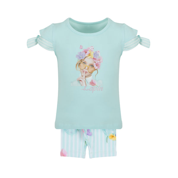 Lapin House Springtime Shorts Set Mint