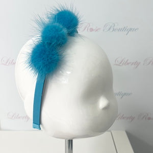 Bowtique London Pom HeadBand Bright blue