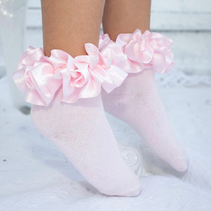Caramelo Frilly Ankle Socks Pink