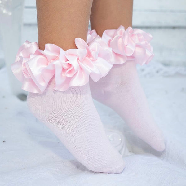 Caramelo Frilly Ankle Socks Pink