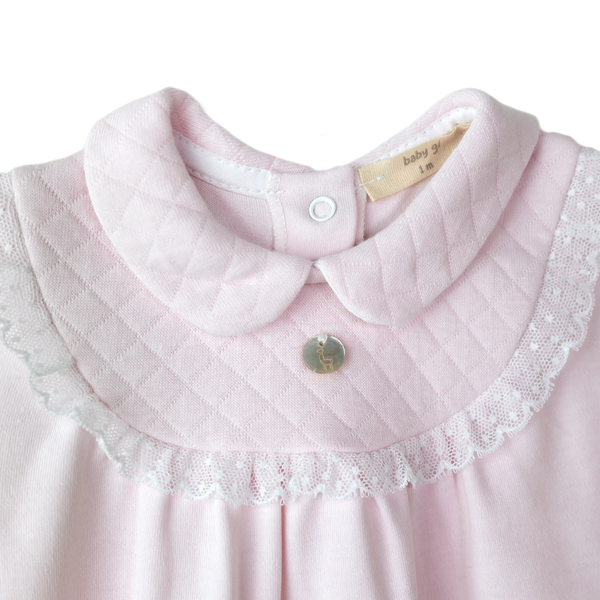 Baby Gi Quilted Peter Pan Collar Sleepsuit Pink
