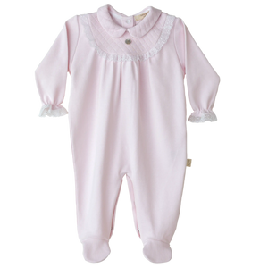 Baby Gi Quilted Peter Pan Collar Sleepsuit Pink