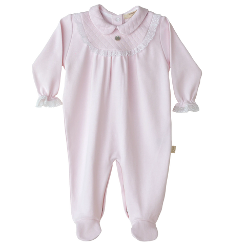 Baby Gi Quilted Peter Pan Collar Sleepsuit Pink