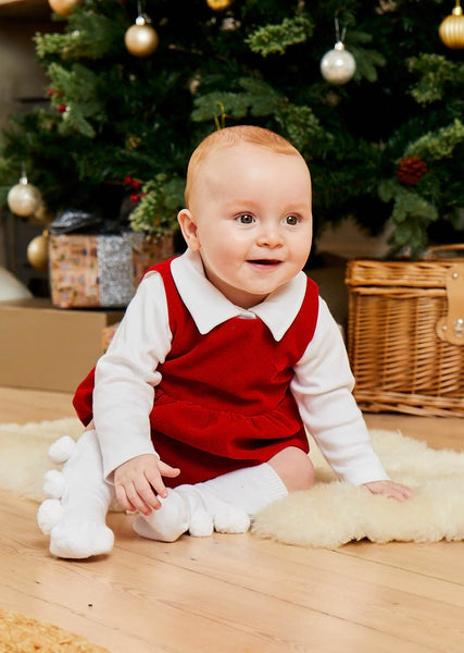 Caramelo Velour Romper Red