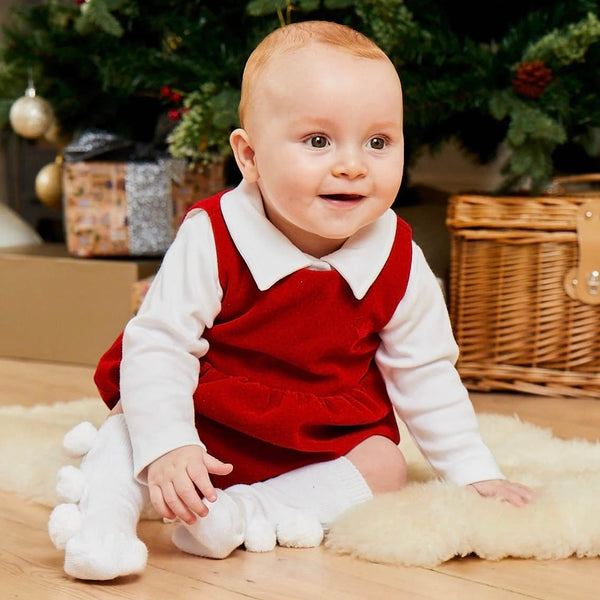 Caramelo Velour Romper Red