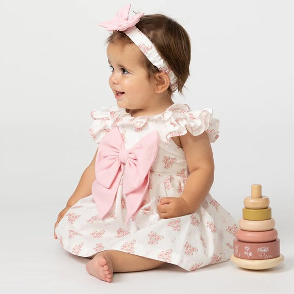 Caramelo Summer Garden Dress Set Ivory/Pink