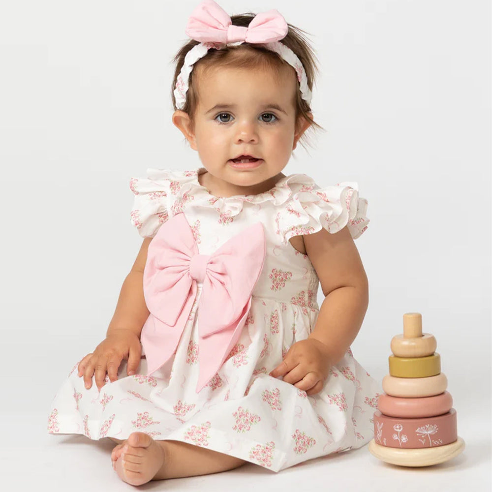 Caramelo Summer Garden Dress Set Ivory/Pink