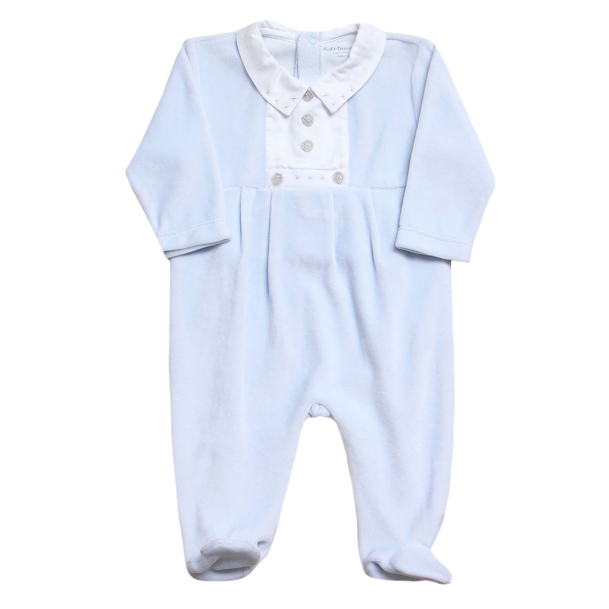 Adriana Mae George Velour Stitch Detailed Sleepsuit Blue