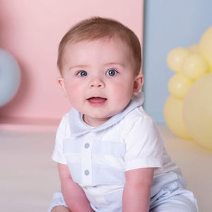 Pastels & Co Barnsley Romper Blue/White