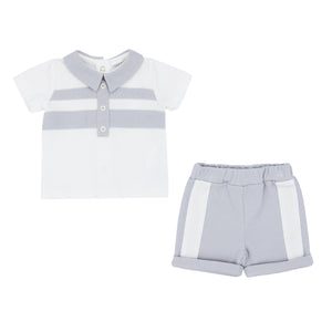 Pastels & Co Bramble Polo Top and Shorts Set Grey