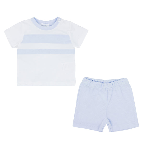 Pastels & Co Buster Top and Shorts Set Blue/White