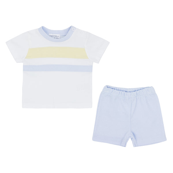 Pastels & Co Buster Top and Shorts Set Blue/Lemon