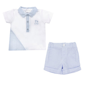 Pastels & Co Conrad Top and Shorts Set Blue