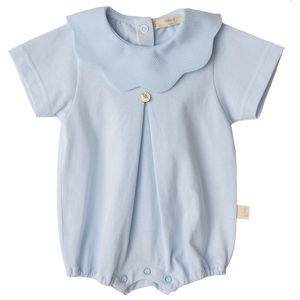 Baby Gi Cotton Frill Collar Romper Blue