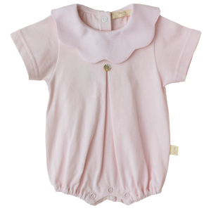 Baby Gi Cotton Frill Collar Romper Pink
