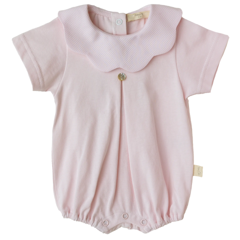Baby Gi Cotton Frill Collar Romper Pink