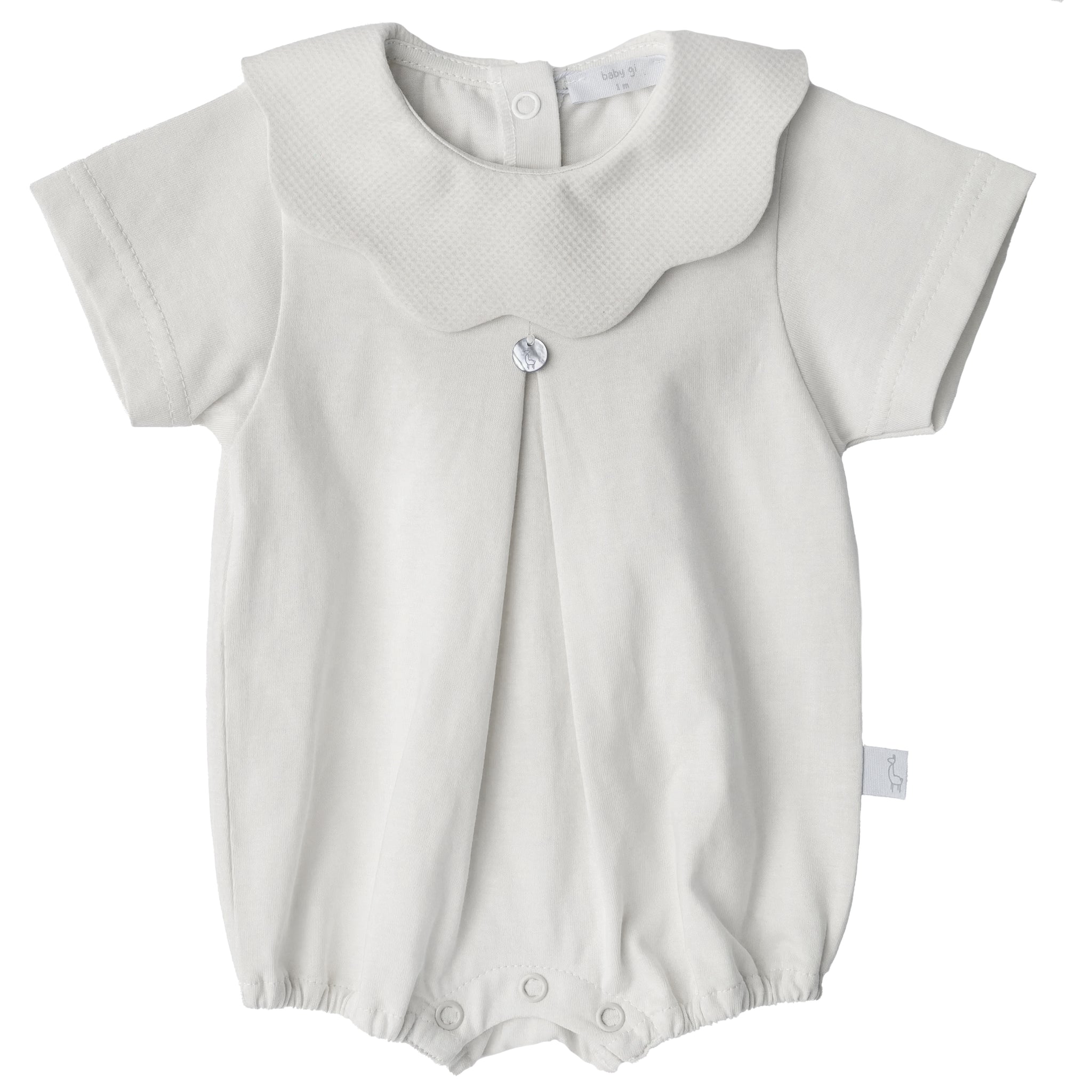 Baby Gi Cotton Frill Collar Romper White