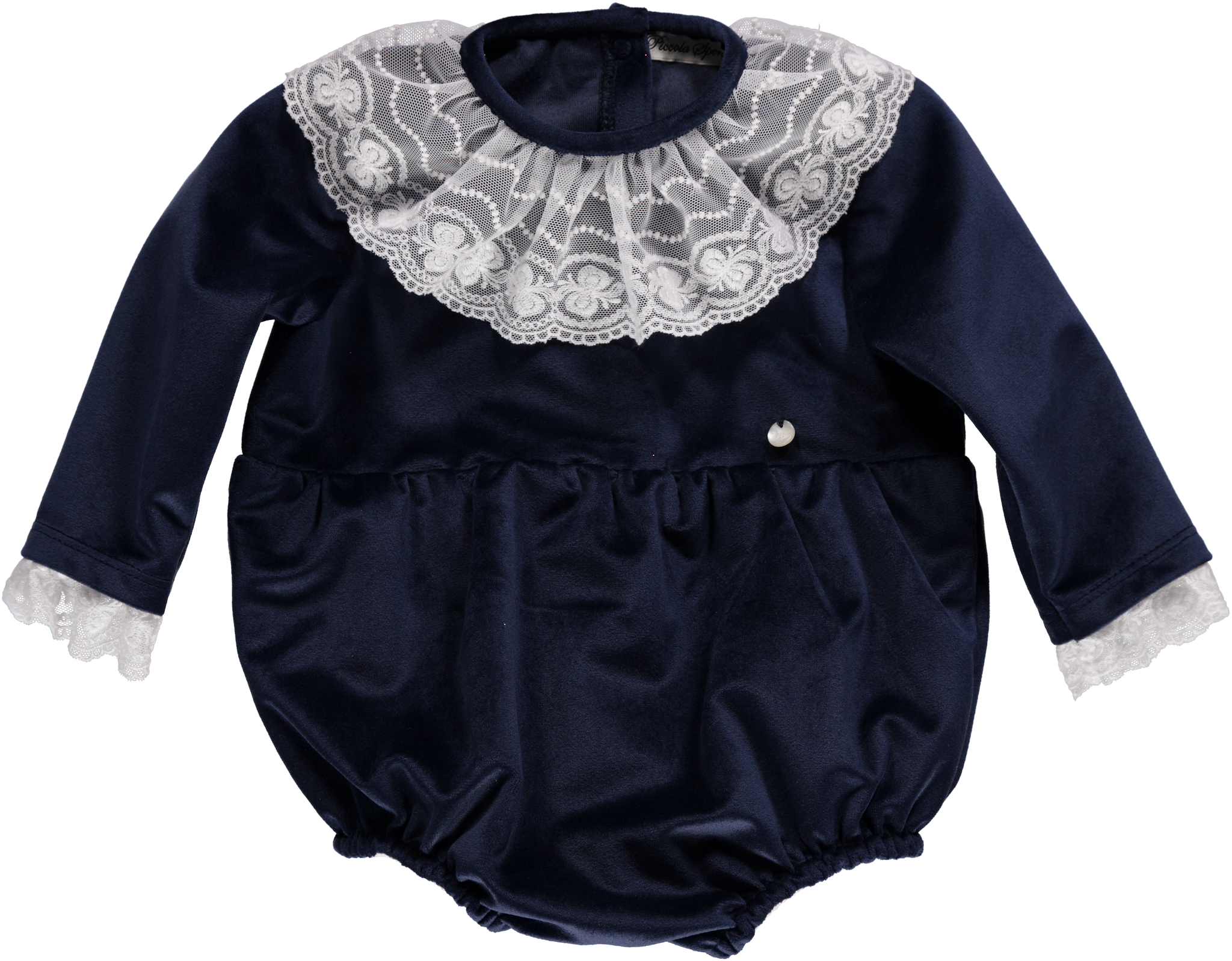 Piccola Speranza Traditional Lace Romper Navy