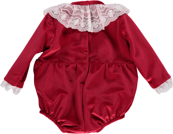 Piccola Speranza Traditional Lace Romper Red