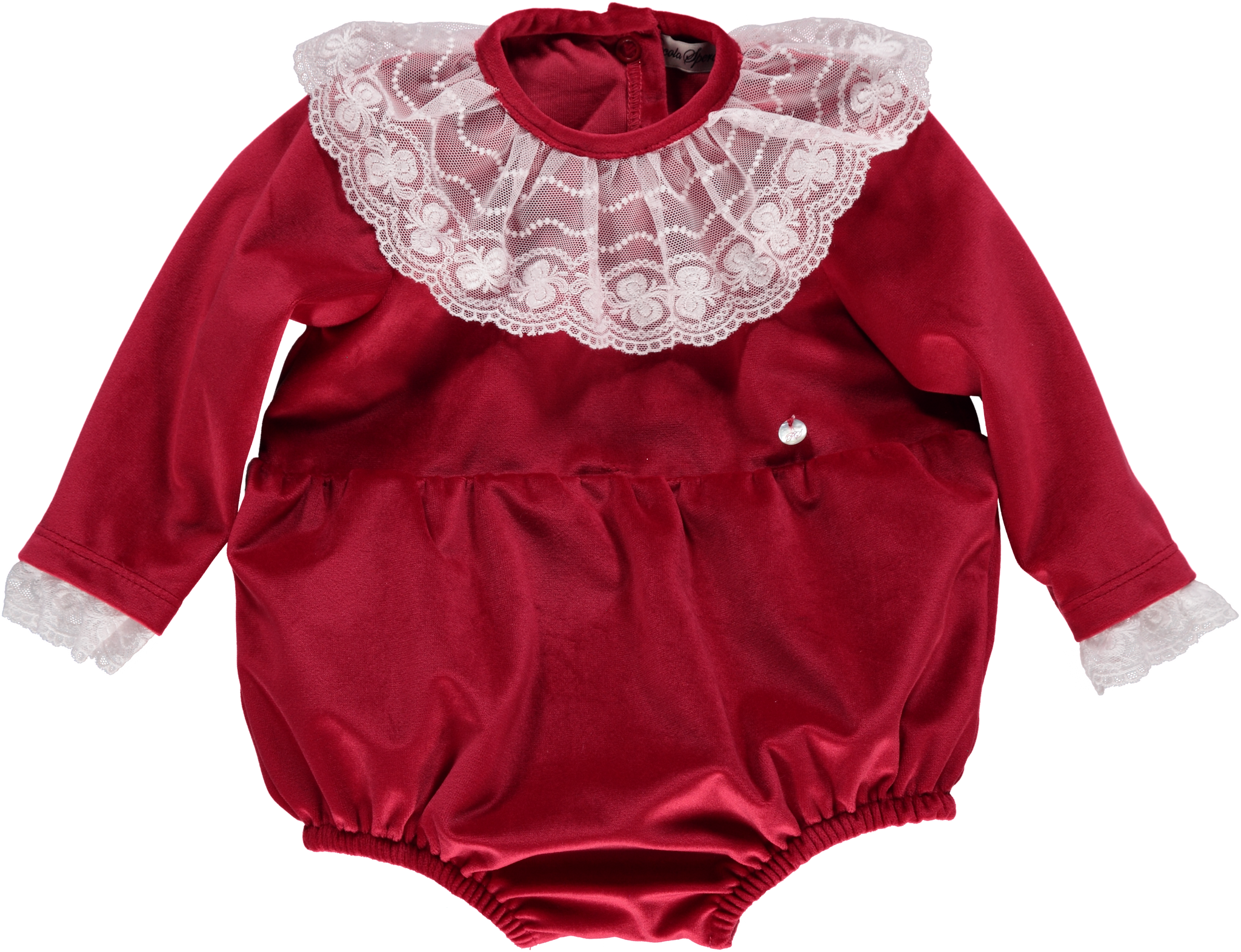 Piccola Speranza Traditional Lace Romper Red