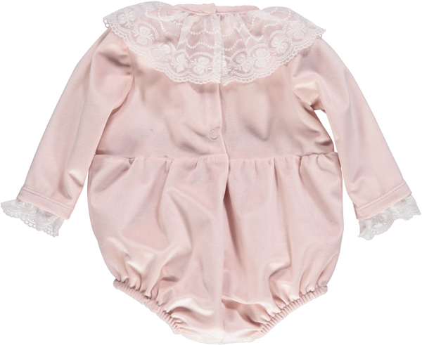 Piccola Speranza Traditional Lace Romper Pink