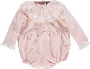 Piccola Speranza Traditional Lace Romper Pink