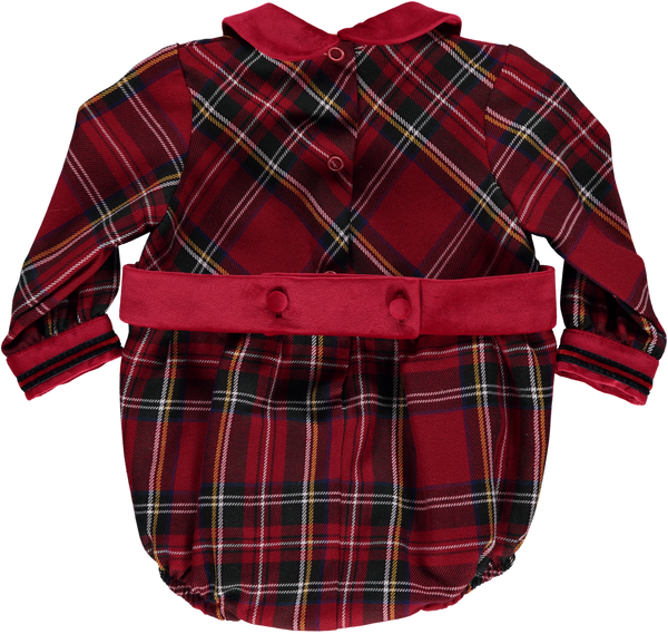 Piccola Speranza Traditional Check Romper Red