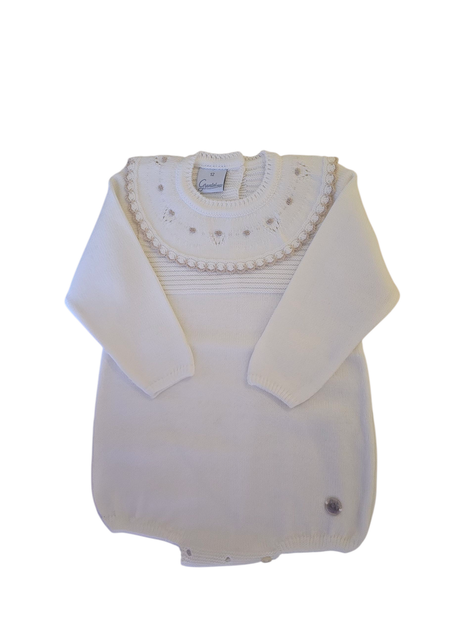 Granlei  girls cream/beige romper frill collar