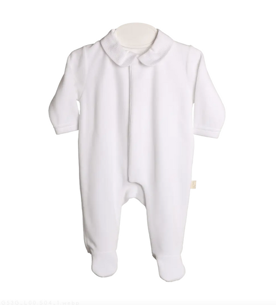 Baby Gi Angel Wings Velour Sleepsuit White